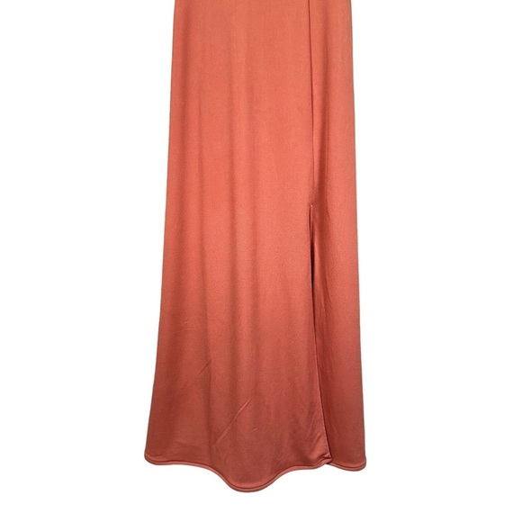 BIRDY GREY Ash Side Slit Crepe Maxi Bridesmaid Dress in terracotta - Picture 9 of 16
